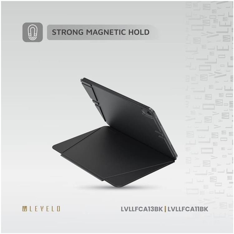 Levelo Luxora Folio Case for iPad Air 11"/10.9" (2024/2022), Strong Magnetic Hold, Multi-Fold Design, Adjustable Height - Black