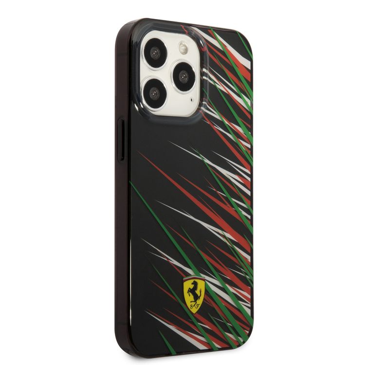 FERRARI HC PC/TPU Double Layer Grass  Hard Case, Drop protection, Compatible with iPhone 13 Pro Max - Black
