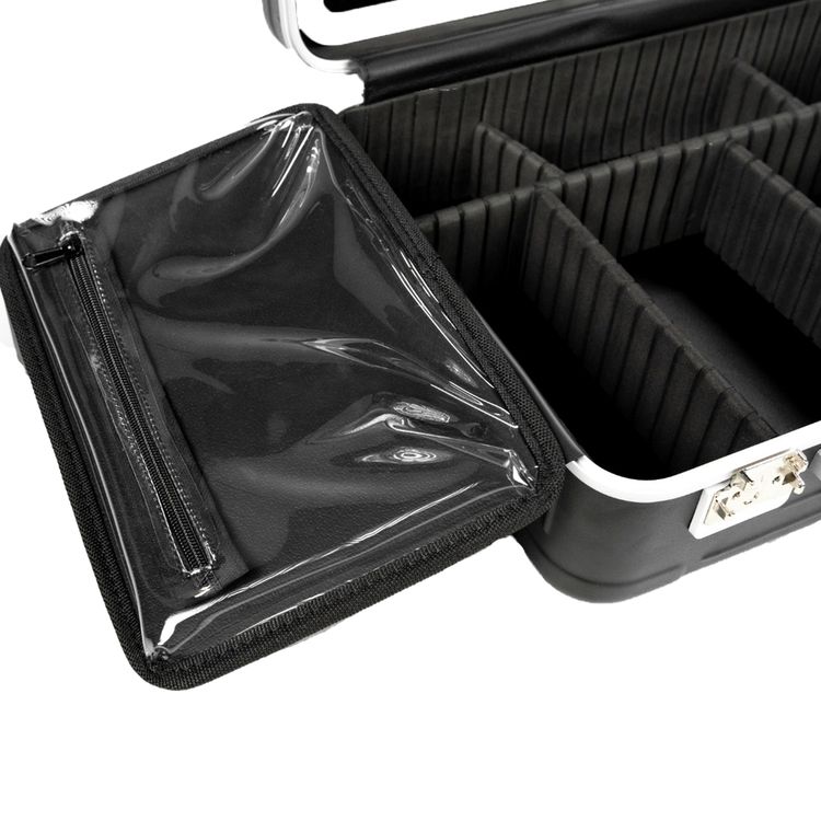 Porodo Travel Makeup Case with Detachable LED Mirror, 3000mA Battery, 144 LED Beads, 2800-6500K Color Temperature, 3 Light Modes, USB-C Charging Interface, Multiple Compartments - Black