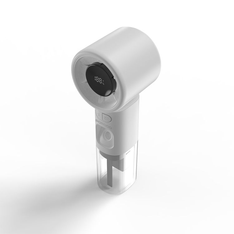 Porodo Cool & Hydrate Mini Fan & Humidifier with 100 Speed Levels, Up to 5 Hours Working Time, Whisper-Quiet Operation, LED Digital Display, 2000 mAh Battery, USB-C Charging Port - White