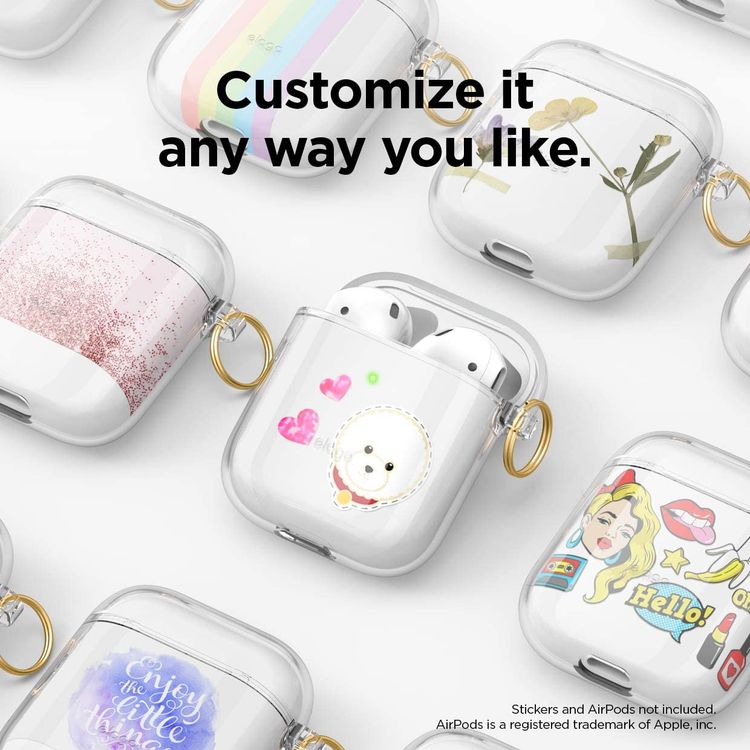 Elago Clear (TPU) Hang Case Compatible for Apple AirPods 1&2 Generation, Front LED Visible, Scratch Resistant, Drop Resistant, Dustproof and Absorbing Protective Cover