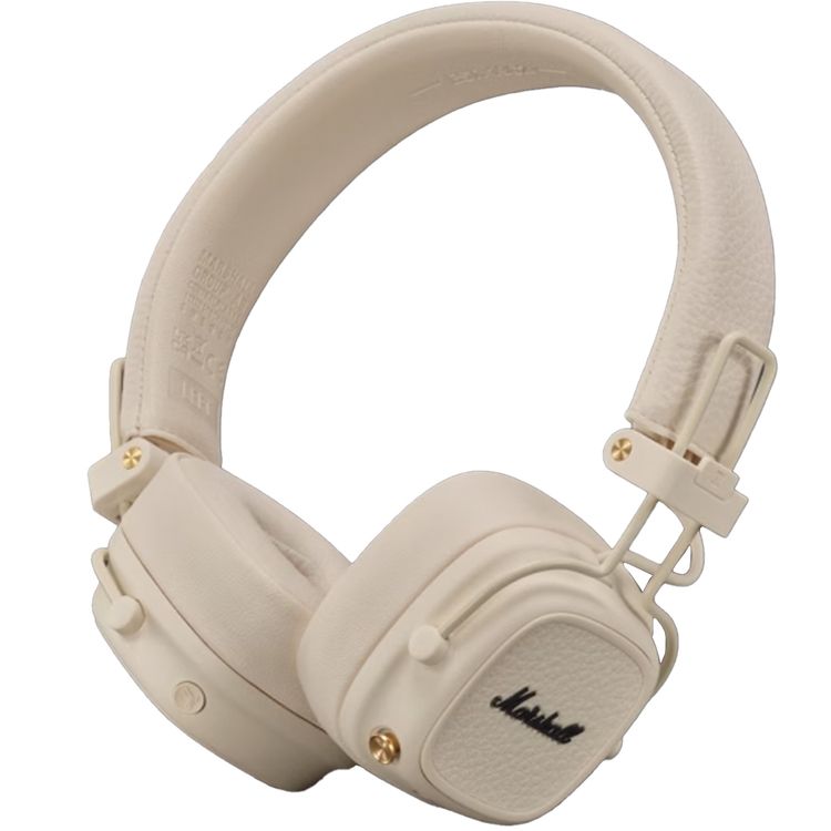 Marshall Major V Wireless On-Ear Headphones with Rugged & Foldable Design, Wireless Charging, 3 Hours Charging Time, Customizable M-Button, Bluetooth 5.3,Up to 100 Hours Play Time - Cream 
