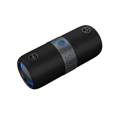 Powerology Cypher Portable Bluetooth Stereo Speaker with RGB Lighting, Up to 5.5 Hours Play Time, 3600mAh Battery, 10m Transmission Range, Compatible with Siri & Google Smart Assistant - Black