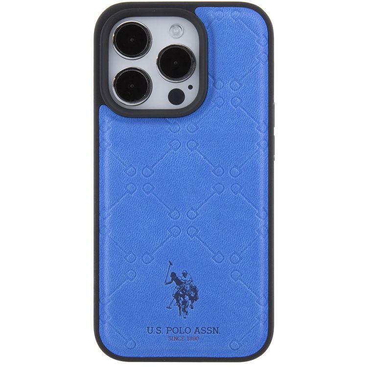 U.S.Polo Assn. PU Leather HS Pattern Case for iPhone 15 Series - Blue - iPhone 15 Pro