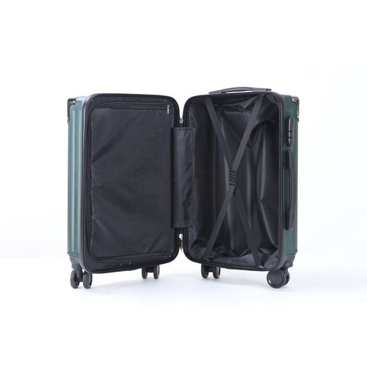 Levelo 3-Set ABS Luggage with Built-in Weighing Scale, Combination Lock, Iron Trolley, Double Wheels, Impact-Resistant Corners & Shock-Resistant, PP & Soft Rubber Handle - Forest Green