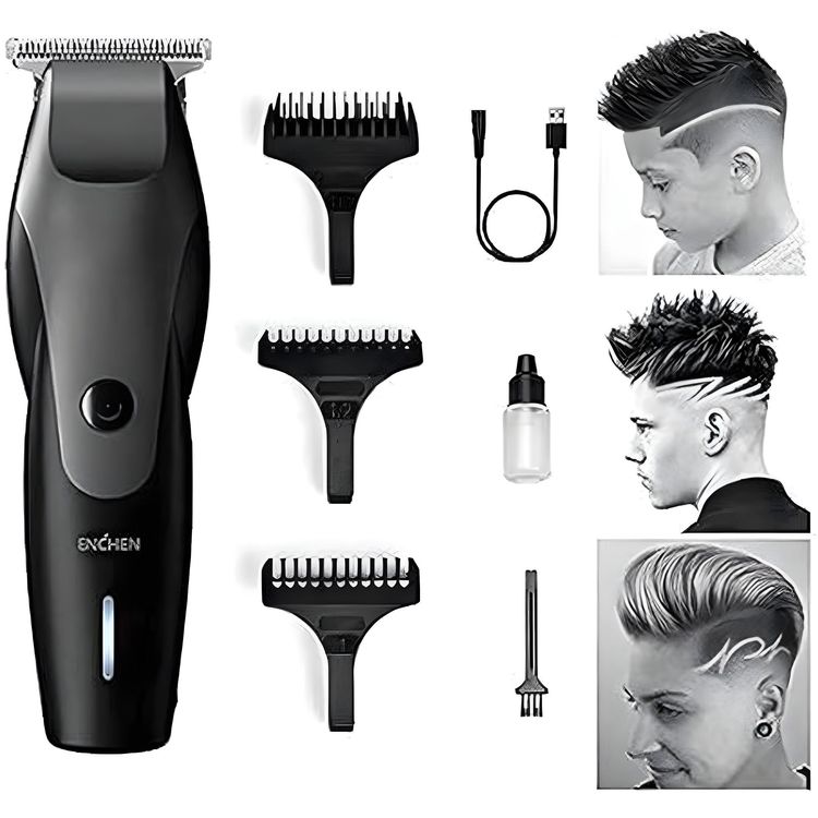 Enchen Humming Bird Electric Hair Clipper with 3 Size Combs, 1500mAh Battery Capacity, 3 Hours Charging Time, 4 Hours Working Time, Low Noise, Quick Charging - Black