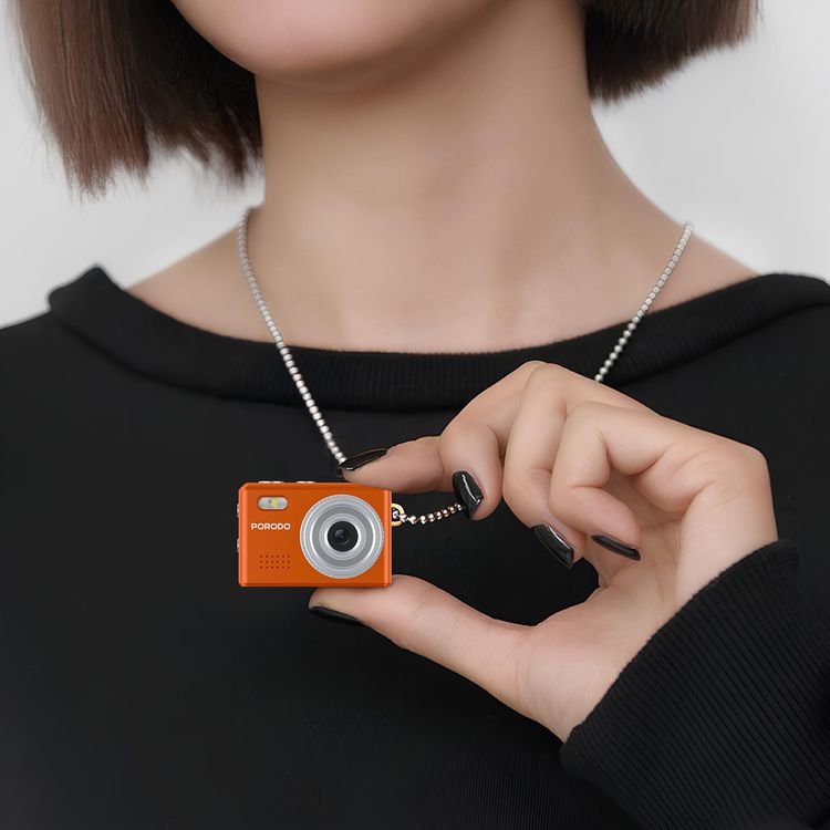 Porodo Mini Digital Camera with 0.96" HD Screen, 6 Color Filters, 2MP Photo Resolution, 1080 Pixels Video Resolution, 75-80 Minutes Operating Time, 200mAh Battery Capacity, Type-C Charging Port, Instant Webcam Function - Orange