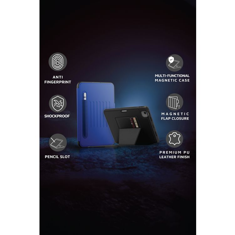 Levelo Luxora Case for iPad 10.2" (2019-2021), Adjustable Multi-Angle Viewing, Premium PU Leather Finish, Shockproof, Anti-Fingerprint, Built-in Pen Holder & Built-in 2 Card Slots, Magnetic Flap Closure - Black
