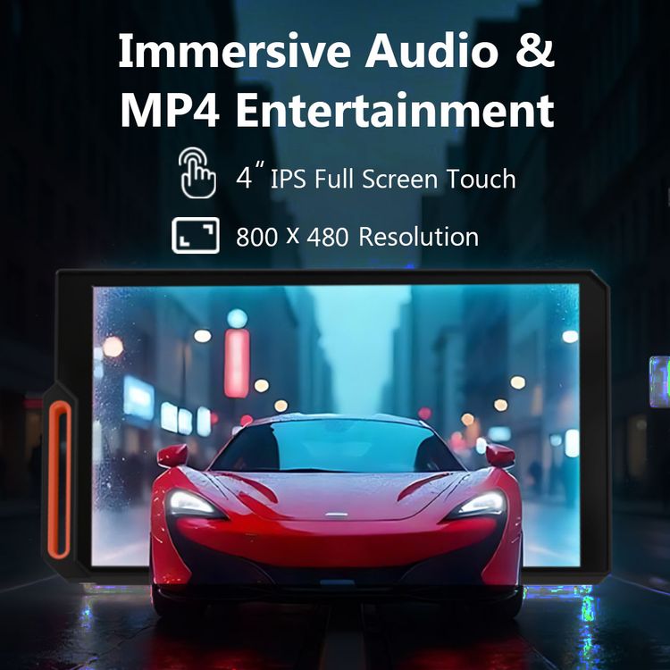 Porodo Soundtec Pod Pro Android Music Player with 1500mAh Battery Capacity, 15 Hours Working Time, 2 Hours Charging Time, Type-C Charging Port, Multiple Languages Supports,  4" IPS Display, Android 7 Operating System, Bluetooth Version 4.0 - Black