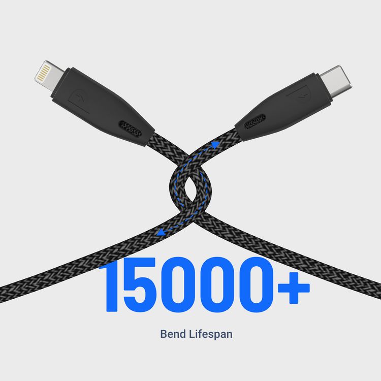 Powerology Fast Charging Cable, [MFi Certified] USB C to Lightning Braided Fast PD Charge 2 meter / 6.6 feet with iPhone 12 Pro Max/12 Mini/12, 11 Pro Max/11 Pro/11, XS Max/XS/XR/X, 8 Plus/8 (Black)