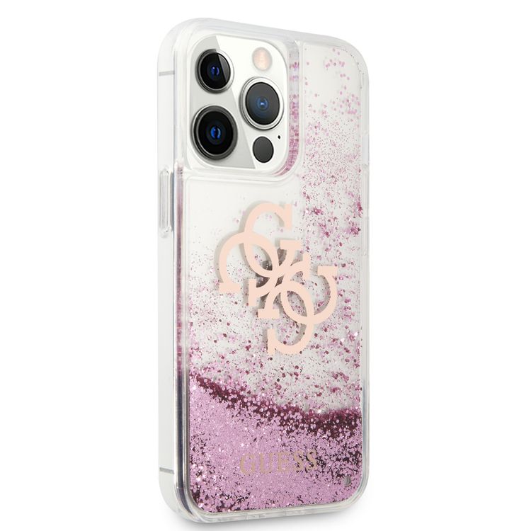 CG MOBILE Guess Liquid Glitter Case with 4G Electroplated Logo Compatible for iPhone 13 Pro Max (6.7") Anti-Scratch, Easy Access to All Ports, Shock Absorption