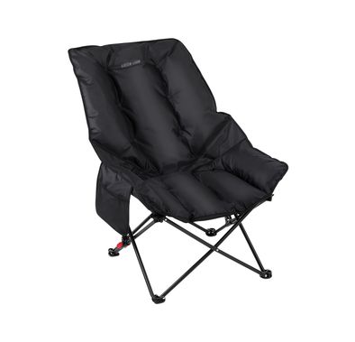 Green Lion Travix Camping Chair with Non-Slip Base, Large Side Pocket, Adjustable Backrest, High-Quality Fabric, Lightweight Design, Carry Bag Included - Black