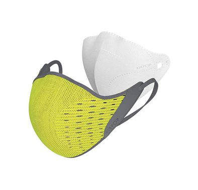Airpop Active Reusable Face Mask with 5-Layer Filter Face Coverings for Sports, Breathable & Comfortable, Replacement Filter System, Moisture-Wicking Outer Shell - Yellow / Black