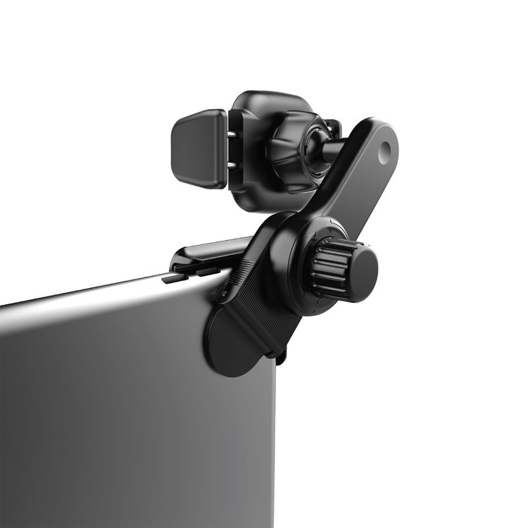 Green Lion GX27 Screen Flex Phone Holder with Adjustable Arm, 360° Rotation, Easy Installation, Silicone Padding, Clip-on Design - Black 