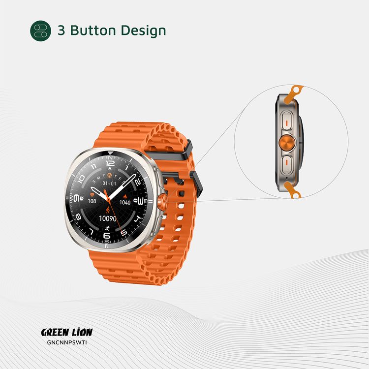 ساعة جرين ليون كونكت برو الذكية، شاشة دائمة التشغيل، إشعارات المكالمات ووسائل التواصل الاجتماعي، تحكم في الموسيقى، تنبيه برفع المعصم - التيتانيوم