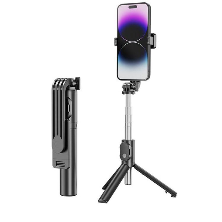 Green Lion Tripod Selfie Stick with Anti Slip Design, 360° Rotation, Foldable Tripod, 1 Click Selfie, 70mAh Battery Capacity - Black 