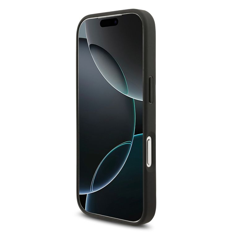 حافظة كارل لاغرفيلد مغسيف مغلفة بالكامل بجلد PU مع تصميم كارل الحَبْبي لهاتف آيفون 17 برو ماكس، تصميم نحيف، حماية من السقوط، سهولة التركيب السريع، عبوة مستدامة، قبضة مريحة، تصميم خفيف الوزن - لون أسود