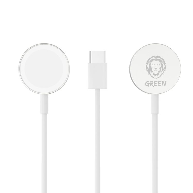 Green Lion Magnetic Charging Cable 1.2M ( Type-C Interface ) Compatible for iWatch Series SE/7/6/5/4/3/2, Magnetic Charging Cable Cord, Powerful Magnetic Charging Pad - Silver