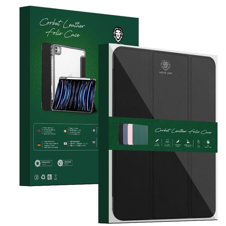 Green Lion Corbet Leather Folio Case for iPad 10.9  / 11 - Black