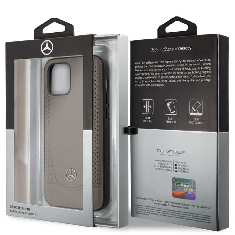 CG MOBILE Mercedes-Benz Leather Urban Hard Case Compatible for iPhone 12 Pro Max (6.7") Shock Resistant, Scratches Resistant, Easy Access to All Ports