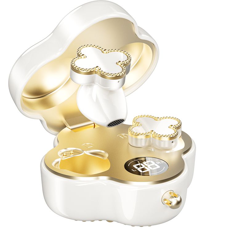 Porodo Soundtec Chic True Wireless Earbuds with ENC, Up to 4.5 Hours Working Time, Bluetooth Version 5.4, 10m Transmission Range, Omnidirectional Microphone, Immersive Audio, Ergonomic Fit, Includes 18cm Chain - White