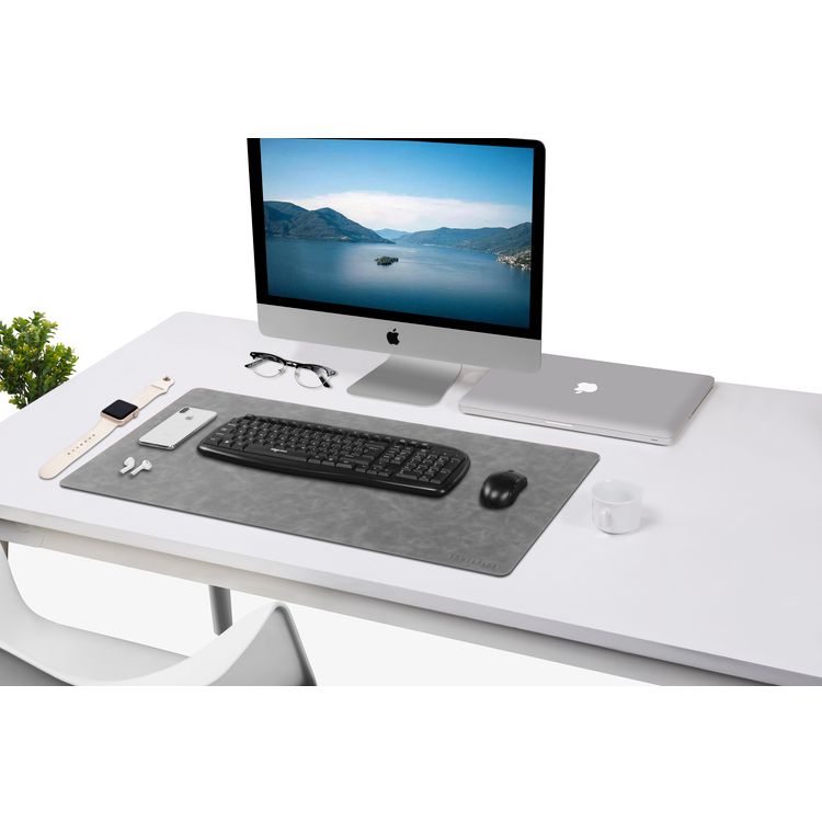Powerology Vegan Leather Desk Pad - Textured Gray