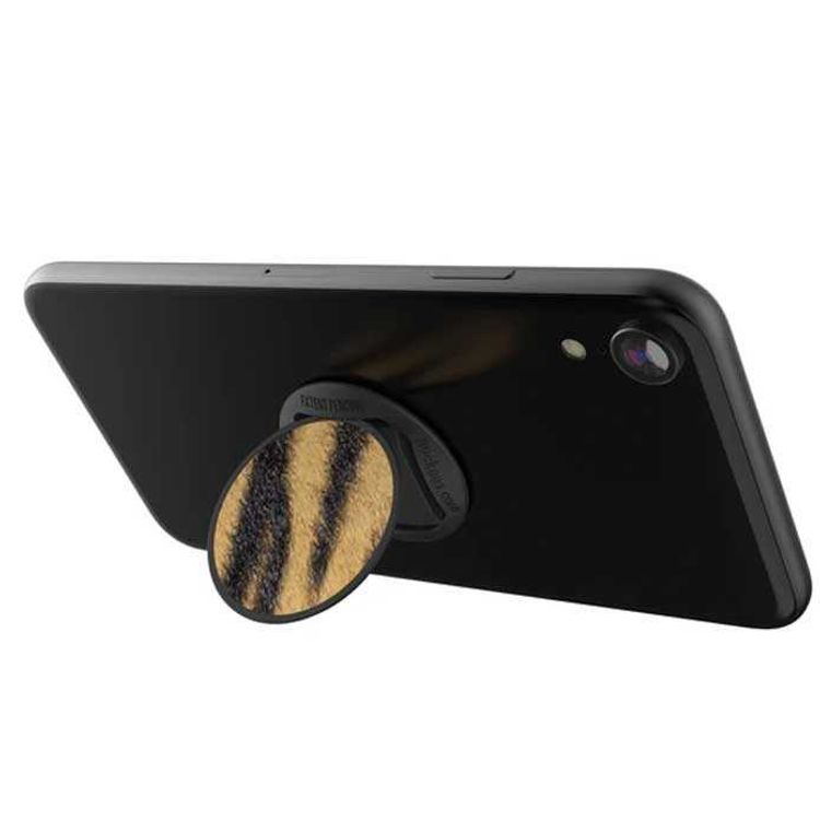 Nuckees Wild Animal Print Stand and Grip with Snug-hug Technology Compatible for Smartphones - Magnetic Mount Friendly Kickstand - 360° Viewing - 4-way Locking Stand - Tiger