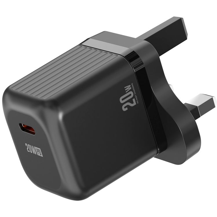 شاحن حائط Green Lion Ultra Compact GaN بمنفذ USB-C واحد، بدون كابل، مادة مقاومة للحريق للكمبيوتر الشخصي، يدعم الشحن السريع، حماية الشحن، متوافق عالمي، محمول للغاية - أسود
