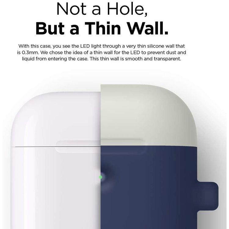 Elago Duo Hang Silicone Case with Apple AirPods Case 1 & 2 Generation, Dustproof and Absorbing Protective Cover with Hang Case Body -Jean Indigo/Top-Classic White, Yellow