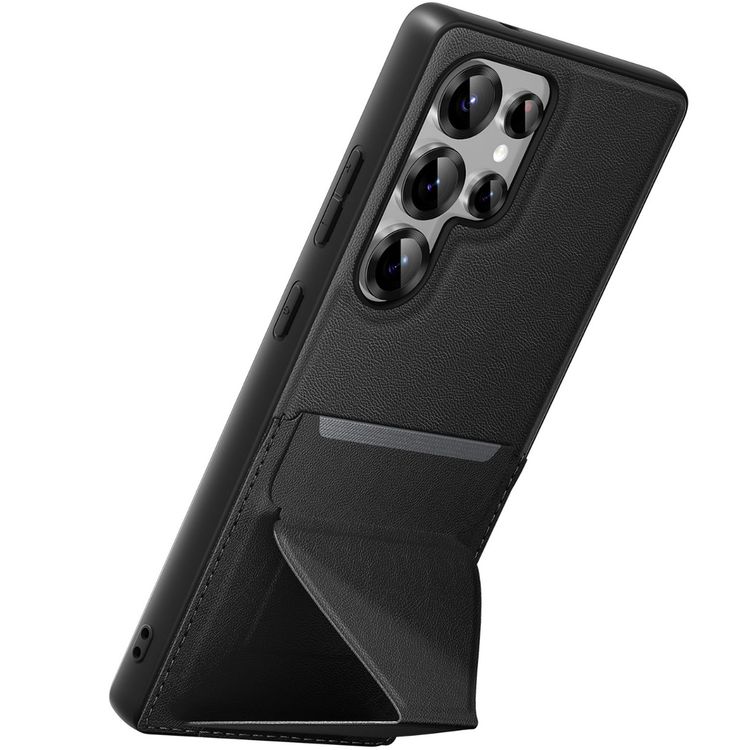 Green Lion Classio Stand Leather Case for Samsung S25 Ultra with Card Holder, Anti-Scratch, Foldable Stand, Comfortable Grip, Drop & Camera Protection - Black