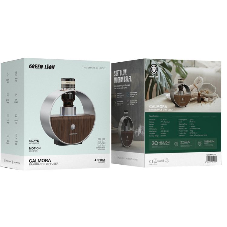 موزع عطر جرين ليون كالمورا مع منفذ شحن Type-C، تغطية واسعة تصل إلى 80 مترًا مربعًا، برائحة الزهور وغابة البامبو العميقة، بسعة بطارية 1000 مللي أمبير وسعة زيت 10 مل - فضي