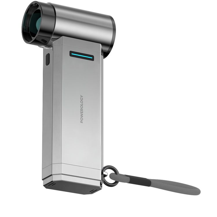 مروحة ومكنسة باورولوجي تيربو جيت مع 4 مستويات سرعة، مؤشر بطارية، تصميم محمي ببراءة اختراع، عمر بطارية ممتد، منفذ شحن Type-C - فضي