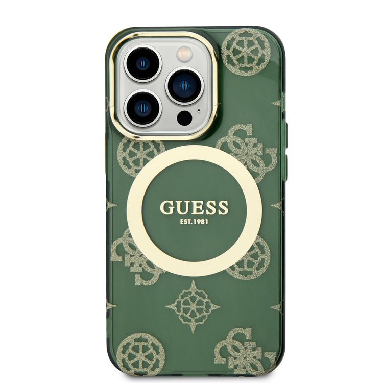 حافظة Guess Magsafe IML - ذهبي كاكي - لأيفون 15 برو