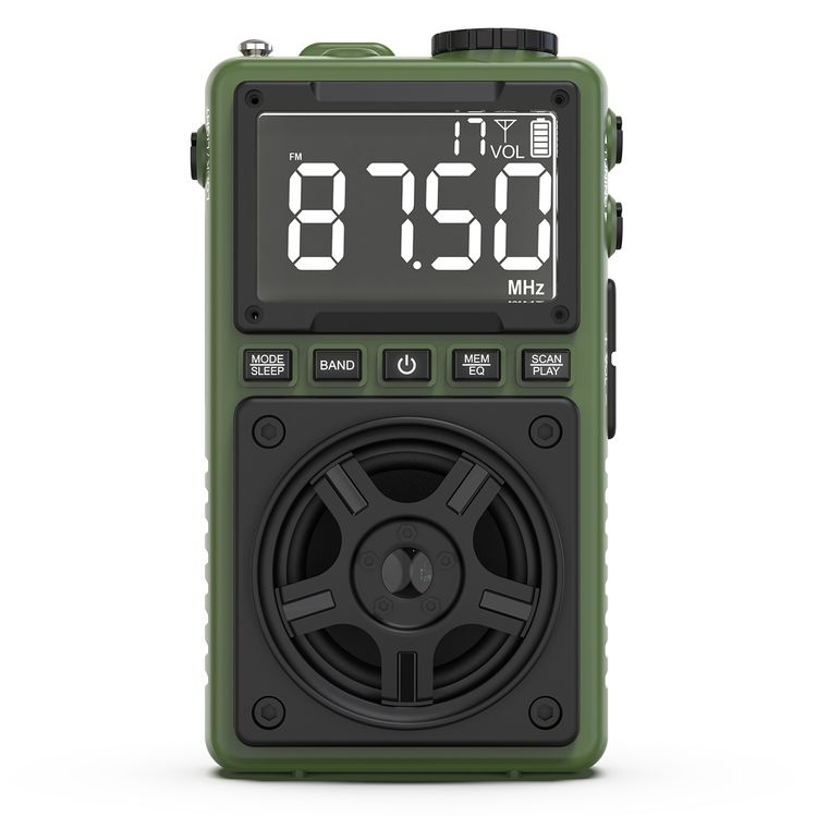 Green Lion Voyager Portable Radio with Bluetooth Speaker, 1.2W Flashlight, 6-7 Hours Playtime, 8-10m Transmission Range, Auto-Scan Mode, Lock & Sleep Function, 1.5 Hours Charging Time - Green