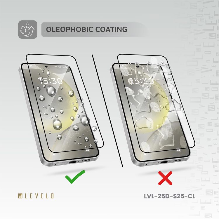 Levelo 2.5D Silk Print HD Clear Glass for Samsung Galaxy S25, High Silicone Aluminum, 0.25mm Ultra Thin, Scratch-Resistant, Oleophobic & Hydrophobic Coating, Instant Fingerprint Unlock, Air Bubble Prevention, Explosion- Proof, Auto-Exhaust - Clear