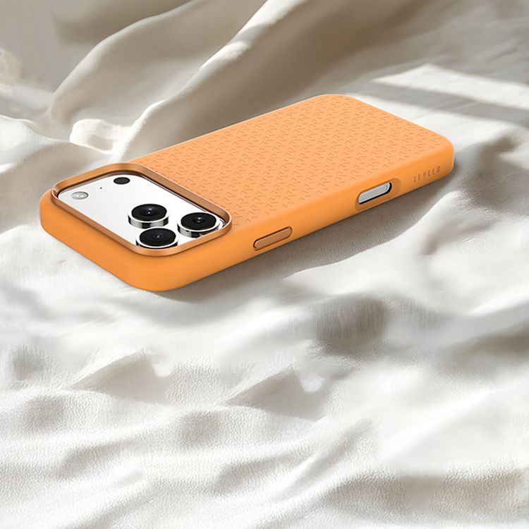 Levelo Fiora MagSafe Liquid Silicone Case for iPhone 17 Pro Max, Strong Magnets, Aluminum Alloy Frame for Camera & Buttons, Shock-Resistant Bumper, Premium Silicone Grip - Orange