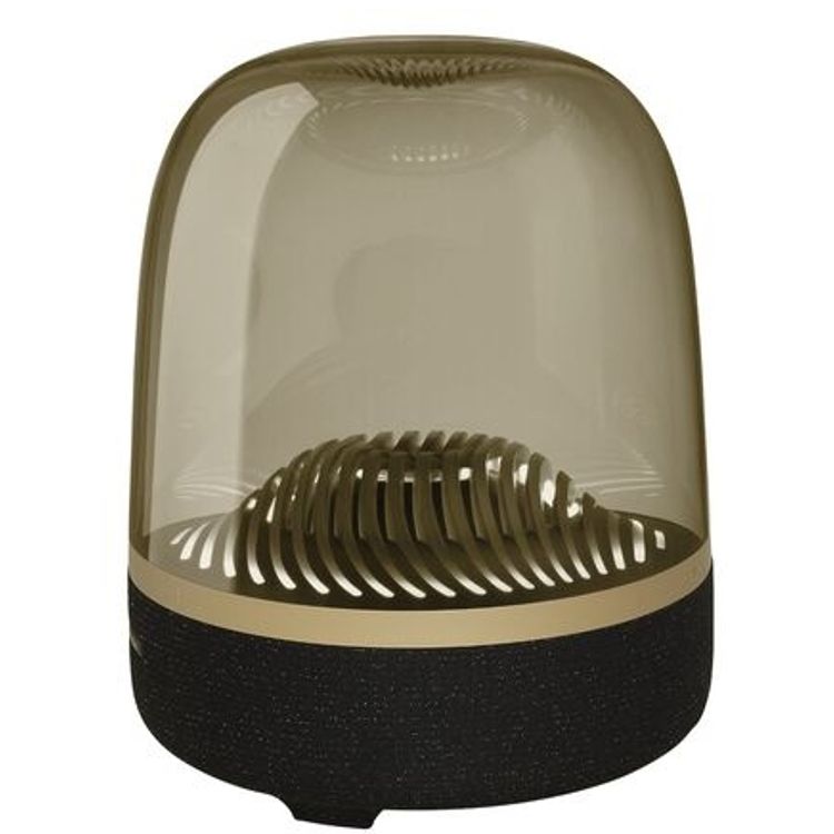 Harman Kardon Aura Studio 3 Wireless Bluetooth Stereo Speaker with Elegant Ripple Effect Lighting, Exceptional 360-Degree Sound, Iconic Anywhere - Black / Gold