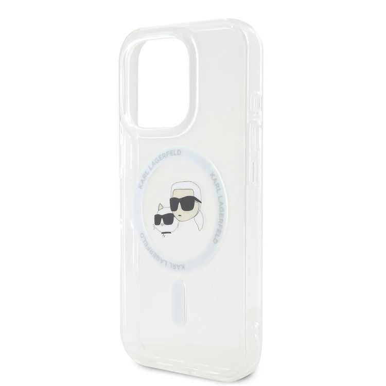 Karl Lagerfeld Magsafe IML Hard Case For iPhone 16 Pro Max with Karl & Choupette Head, Magsafe Compatible, Slim Profile, Lightweight, Easy Snap-on, Drop Protection, Sustainable Packing - White