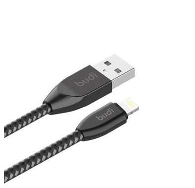 Budi Sync Lightning Cable Connector USB 2.0 Port - Black