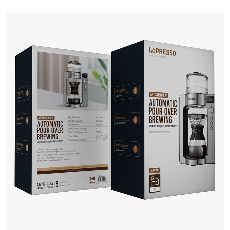 LePresso Dual Mode Coffee Drip Machine with Automatic Descaling, Customized Setting, 650mL Glass Carafe Capacity, 1L Water Tank Capacity, UK 3-Pin Plug, Golden Cup Standard - Silver