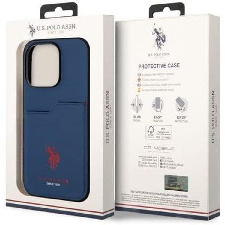 U.S.Polo Assn. PU Card Slot DH Hard Case  - Navy - iPhone 15 Pro
