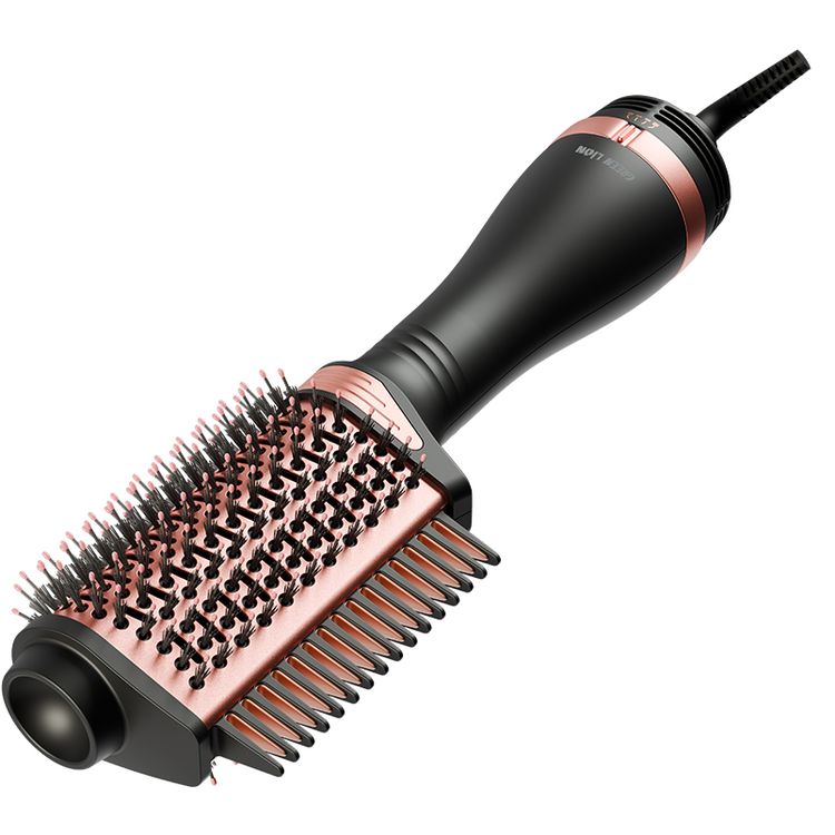 Green Lion Viora Hair Styler with PTC Heating Element, 1200W Power, Round Brush Bristles, 360° Swivel Cord, 3 Levels Heat Settings, ABS Material - Black