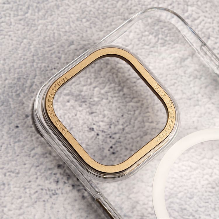 غطاء خلفي شفاف من Levelo MagSafe Sensa لهاتف iPhone 14 Pro، حلقة كاميرا معدنية، حواف مقاومة للصدمات، شفاف للغاية، سهل التركيب - شفاف/شامبانيا
