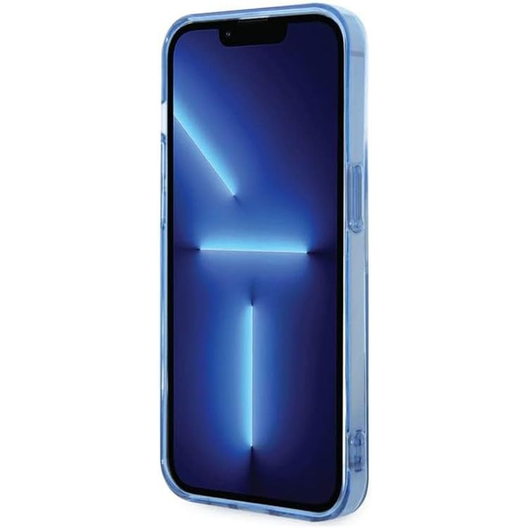 USPA PC/TPU Case with Splatter Pattern & Horse Logo iPhone 14 Pro Max Compatibility - Blue