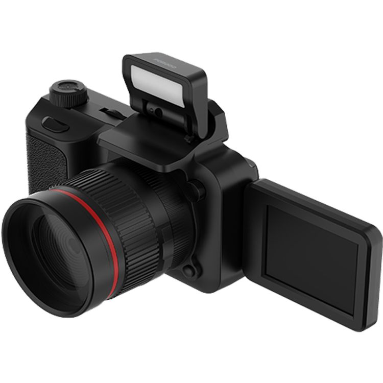 Porodo Lifestyle Mini Digital Camera with 64GB Memory Card, 650mAh Battery Capacity, 180° Flip Screen, 3 Hours Working Time, 2.2" Screen, 16× Zoom, 4K Video, 2.5 Hours Charging Time - Balck 