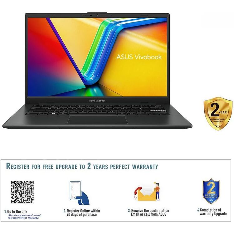 ASUS Vivobook Go 14 Laptop E1404FA, AMD Ryzen R5-7520U, 8GB RAM, 512GB SSD, AMD Radeon Graphics, 14-inch FHD, Windows 11 Home - Mixed Black