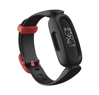 Fitbit Ace 3 Fitness Wristband Compatible for Kids, Animated Clock Faces, All Day Activity Tracking, Swim proof Water Resistant (50 meters), 8-Day Battery Life - Black/Red