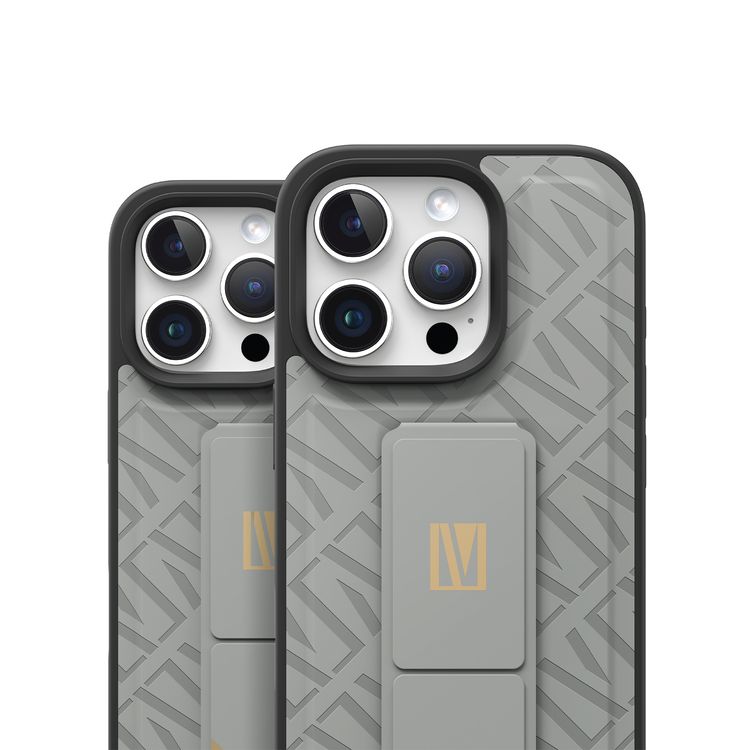 كفر حماية ليفيلو مورفيكس كويرو بمسند لهاتف آيفون 16 برو ماكس، قبضة مدمجة، سهل التركيب، زوايا مقاومة للصدمات - رمادي