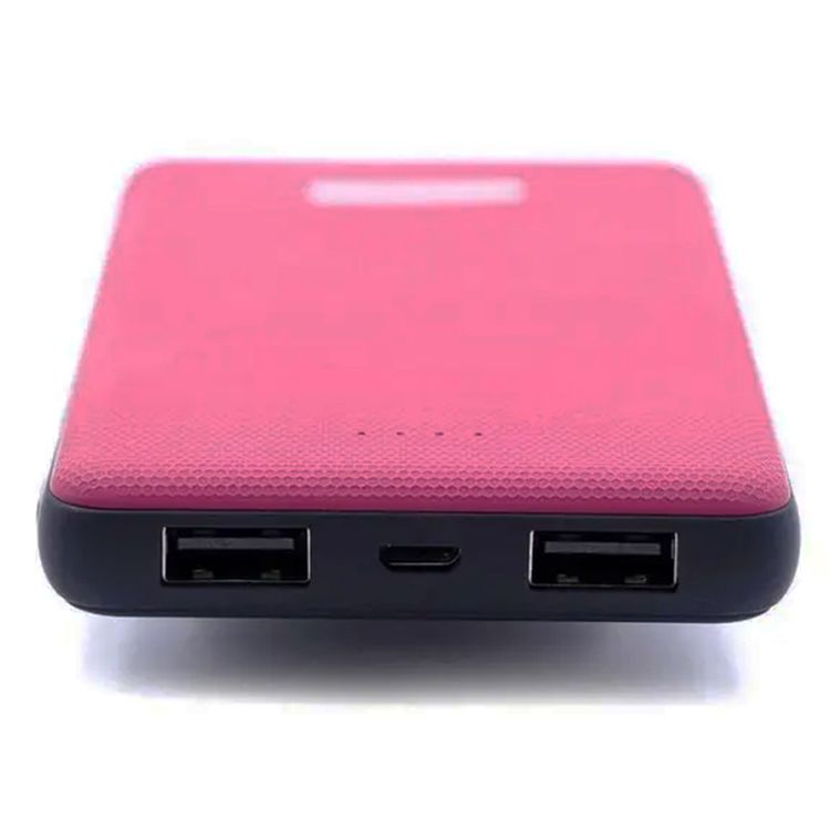 Porodo Dual USB Universal Power Bank 10000mAh with Rubberised Surface, Compact Slim Design, Portable, LED Indicator, Compatible with Smartphones - Red