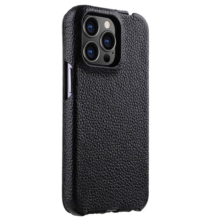 Melkco Jacka Series Lai Chee Pattern Premium Leather  Cover Case for Apple iPhone 13 Pro (6.1") - (Black LC)
